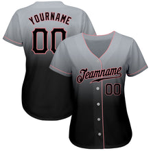 Load image into Gallery viewer, Custom Gray Black-Medium Pink Authentic Fade Fashion Baseball Jersey