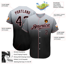 Load image into Gallery viewer, Custom Gray Black-Medium Pink Authentic Fade Fashion Baseball Jersey