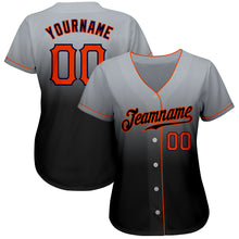 Load image into Gallery viewer, Custom Gray Orange-Navy Authentic Fade Fashion Baseball Jersey