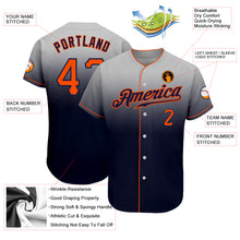 Load image into Gallery viewer, Custom Gray Orange-Navy Authentic Fade Fashion Baseball Jersey