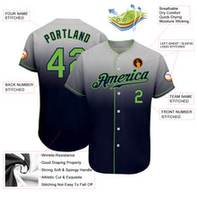 Load image into Gallery viewer, Custom Gray Neon Green-Navy Authentic Fade Fashion Baseball Jersey