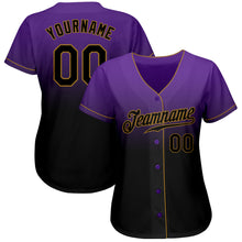 Load image into Gallery viewer, Custom Purple Black-Old Gold Authentic Fade Fashion Baseball Jersey