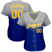 Load image into Gallery viewer, Custom Gray Gold-Royal Authentic Fade Fashion Baseball Jersey