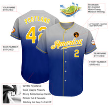 Load image into Gallery viewer, Custom Gray Gold-Royal Authentic Fade Fashion Baseball Jersey