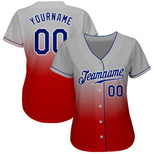 Load image into Gallery viewer, Custom Gray Royal-Red Authentic Fade Fashion Baseball Jersey