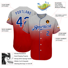 Load image into Gallery viewer, Custom Gray Royal-Red Authentic Fade Fashion Baseball Jersey