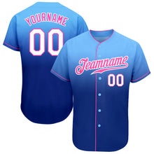 Load image into Gallery viewer, Custom Light Blue White-Royal Authentic Fade Fashion Baseball Jersey
