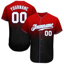 Load image into Gallery viewer, Custom Red White-Black Authentic Fade Fashion Baseball Jersey