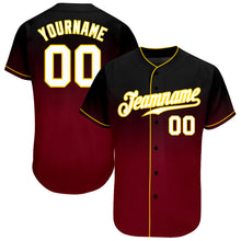 Load image into Gallery viewer, Custom Black White-Crimson Authentic Fade Fashion Baseball Jersey