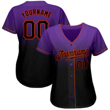 Load image into Gallery viewer, Custom Purple Black-Orange Authentic Fade Fashion Baseball Jersey