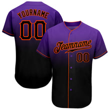 Load image into Gallery viewer, Custom Purple Black-Orange Authentic Fade Fashion Baseball Jersey