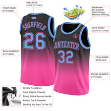 Load image into Gallery viewer, Custom Black Light Blue-Pink Authentic Fade Fashion Basketball Jersey