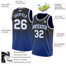 Load image into Gallery viewer, Custom Black White-Royal Authentic Fade Fashion Basketball Jersey