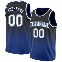 Load image into Gallery viewer, Custom Black White-Royal Authentic Fade Fashion Basketball Jersey