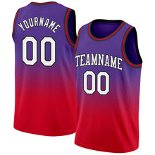 Load image into Gallery viewer, Custom Purple White-Red Authentic Fade Fashion Basketball Jersey