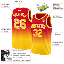 Load image into Gallery viewer, Custom Red Gold-White Authentic Fade Fashion Basketball Jersey