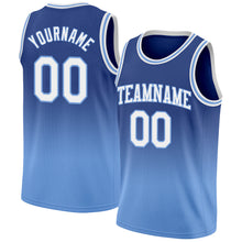 Load image into Gallery viewer, Custom Royal White-Light Blue Authentic Fade Fashion Basketball Jersey