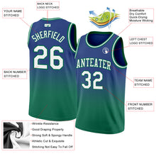 Load image into Gallery viewer, Custom Royal White-Kelly Green Authentic Fade Fashion Basketball Jersey