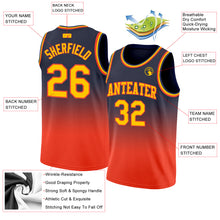 Load image into Gallery viewer, Custom Navy Gold-Orange Authentic Fade Fashion Basketball Jersey
