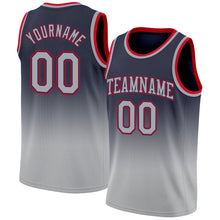 Load image into Gallery viewer, Custom Navy Gray-Red Authentic Fade Fashion Basketball Jersey