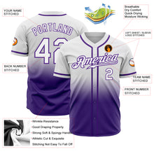 Load image into Gallery viewer, Custom White White-Purple Authentic Fade Fashion Baseball Jersey