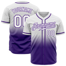 Load image into Gallery viewer, Custom White White-Purple Authentic Fade Fashion Baseball Jersey