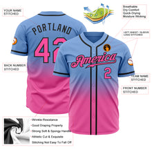Load image into Gallery viewer, Custom Light Blue Pink-Black Authentic Fade Fashion Baseball Jersey