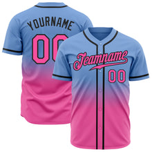 Load image into Gallery viewer, Custom Light Blue Pink-Black Authentic Fade Fashion Baseball Jersey