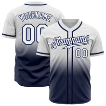 Load image into Gallery viewer, Custom White White-Navy Authentic Fade Fashion Baseball Jersey