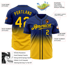 Load image into Gallery viewer, Custom Royal Yellow-Black Authentic Fade Fashion Baseball Jersey