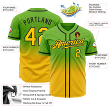 Load image into Gallery viewer, Custom Neon Green Yellow-Black Authentic Fade Fashion Baseball Jersey