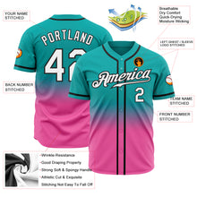 Load image into Gallery viewer, Custom Aqua White Pink-Black Authentic Fade Fashion Baseball Jersey