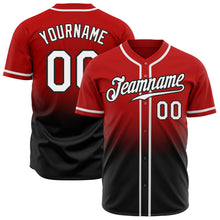 Load image into Gallery viewer, Custom Red White-Black Authentic Fade Fashion Baseball Jersey