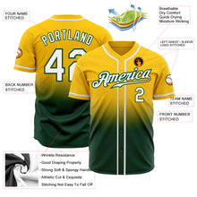 Load image into Gallery viewer, Custom Yellow White-Green Authentic Fade Fashion Baseball Jersey