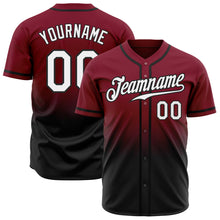 Load image into Gallery viewer, Custom Crimson White-Black Authentic Fade Fashion Baseball Jersey