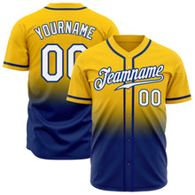 Load image into Gallery viewer, Custom Yellow White-Royal Authentic Fade Fashion Baseball Jersey
