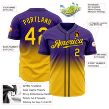 Load image into Gallery viewer, Custom Purple Yellow-Black Authentic Fade Fashion Baseball Jersey