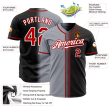 Load image into Gallery viewer, Custom Black Red Gray-White Authentic Gradient Fashion Baseball Jersey