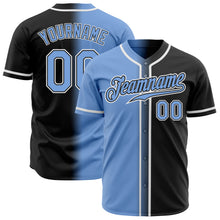 Load image into Gallery viewer, Custom Black Light Blue-White Authentic Gradient Fashion Baseball Jersey