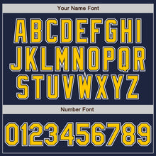 Load image into Gallery viewer, Custom Navy Yellow-White Authentic Gradient Fashion Baseball Jersey