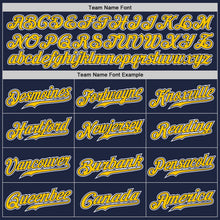 Load image into Gallery viewer, Custom Navy Yellow-White Authentic Gradient Fashion Baseball Jersey