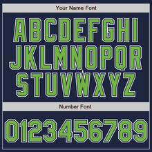 Load image into Gallery viewer, Custom Navy Neon Green-White Authentic Gradient Fashion Baseball Jersey
