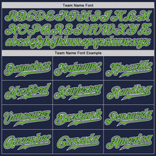 Load image into Gallery viewer, Custom Navy Neon Green-White Authentic Gradient Fashion Baseball Jersey