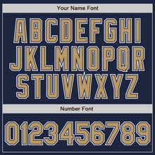 Load image into Gallery viewer, Custom Navy Old Gold-White Authentic Gradient Fashion Baseball Jersey