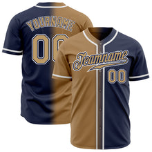 Load image into Gallery viewer, Custom Navy Old Gold-White Authentic Gradient Fashion Baseball Jersey