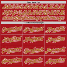 Load image into Gallery viewer, Custom Red Old Gold-White Authentic Gradient Fashion Baseball Jersey