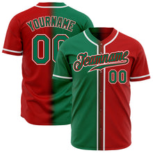 Load image into Gallery viewer, Custom Red Kelly Green-White Authentic Gradient Fashion Baseball Jersey