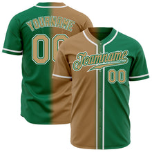 Load image into Gallery viewer, Custom Kelly Green Old Gold-White Authentic Gradient Fashion Baseball Jersey