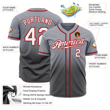 Load image into Gallery viewer, Custom Gray White Steel Gray-Red Authentic Fade Fashion Baseball Jersey