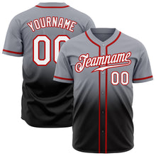 Load image into Gallery viewer, Custom Gray White Black-Red Authentic Fade Fashion Baseball Jersey